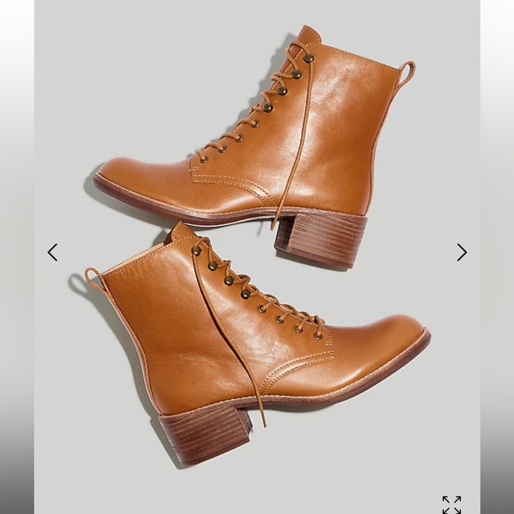 Madewell Patti Lace-Up Brown Cottagecore Ankle blBoots
